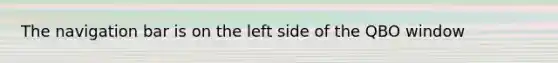 The navigation bar is on the left side of the QBO window