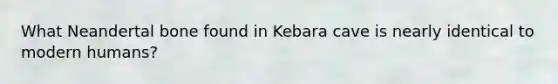 What Neandertal bone found in Kebara cave is nearly identical to modern humans?