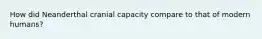 How did Neanderthal cranial capacity compare to that of modern humans?