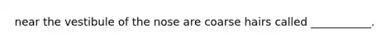 near the vestibule of the nose are coarse hairs called ___________.