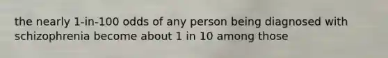 the nearly 1-in-100 odds of any person being diagnosed with schizophrenia become about 1 in 10 among those