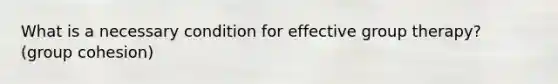 What is a necessary condition for effective group therapy? (group cohesion)