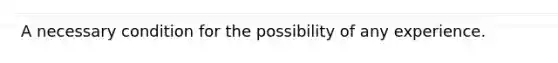 A necessary condition for the possibility of any experience.