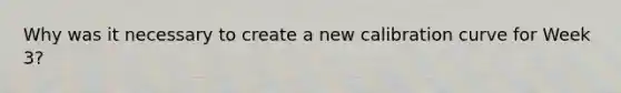 Why was it necessary to create a new calibration curve for Week 3?