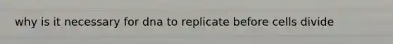 why is it necessary for dna to replicate before cells divide