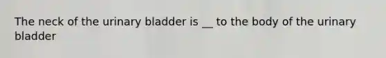 The neck of the urinary bladder is __ to the body of the urinary bladder