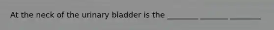 At the neck of the urinary bladder is the ________ _______ ________