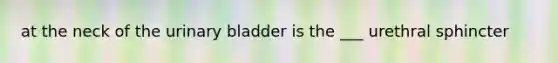 at the neck of the urinary bladder is the ___ urethral sphincter