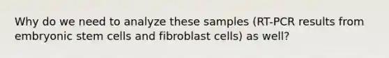 Why do we need to analyze these samples (RT-PCR results from embryonic stem cells and fibroblast cells) as well?