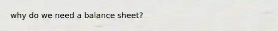 why do we need a balance sheet?