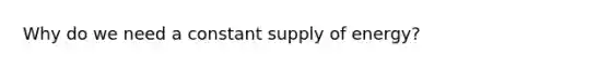 Why do we need a constant supply of energy?