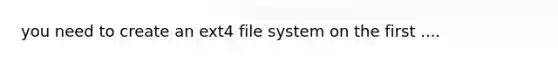 you need to create an ext4 file system on the first ....