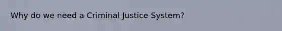 Why do we need a Criminal Justice System?