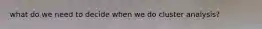 what do we need to decide when we do cluster analysis?