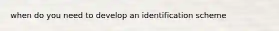 when do you need to develop an identification scheme