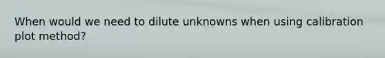 When would we need to dilute unknowns when using calibration plot method?