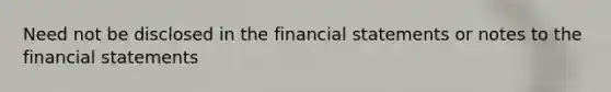 Need not be disclosed in the <a href='https://www.questionai.com/knowledge/kFBJaQCz4b-financial-statements' class='anchor-knowledge'>financial statements</a> or notes to the financial statements