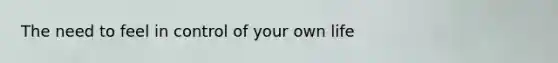 The need to feel in control of your own life