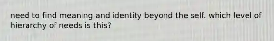 need to find meaning and identity beyond the self. which level of hierarchy of needs is this?