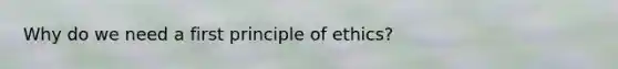 Why do we need a first principle of ethics?