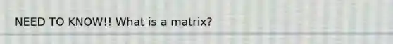 NEED TO KNOW!! What is a matrix?