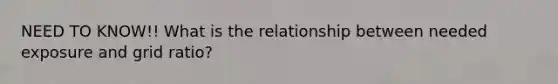 NEED TO KNOW!! What is the relationship between needed exposure and grid ratio?