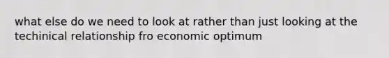 what else do we need to look at rather than just looking at the techinical relationship fro economic optimum