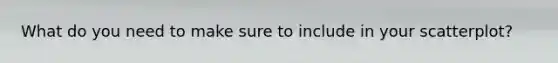 What do you need to make sure to include in your scatterplot?