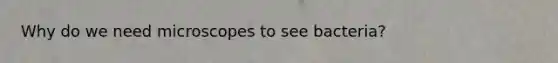 Why do we need microscopes to see bacteria?