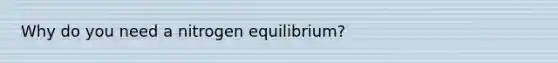 Why do you need a nitrogen equilibrium?