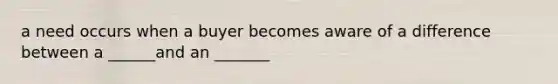 a need occurs when a buyer becomes aware of a difference between a ______and an _______