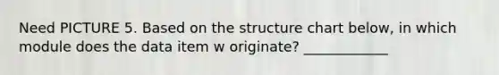 Need PICTURE 5. Based on the structure chart below, in which module does the data item w originate? ____________