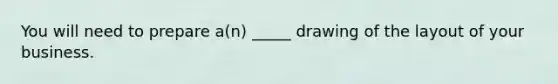 You will need to prepare a(n) _____ drawing of the layout of your business.