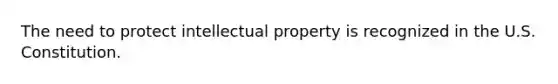 The need to protect intellectual property is recognized in the U.S. Constitution.