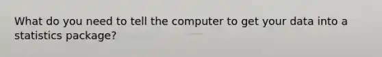 What do you need to tell the computer to get your data into a statistics package?