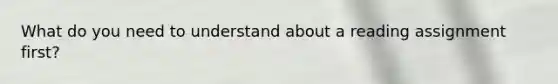 What do you need to understand about a reading assignment first?