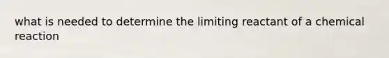 what is needed to determine the limiting reactant of a chemical reaction