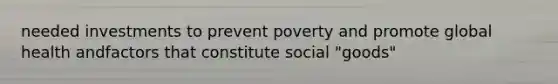 needed investments to prevent poverty and promote global health andfactors that constitute social "goods"