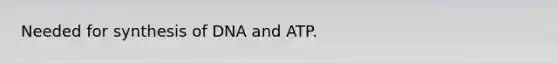 Needed for synthesis of DNA and ATP.