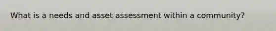 What is a needs and asset assessment within a community?