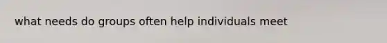 what needs do groups often help individuals meet