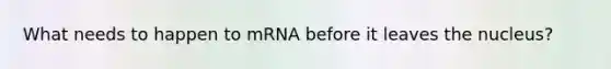 What needs to happen to mRNA before it leaves the nucleus?