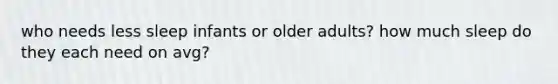 who needs less sleep infants or older adults? how much sleep do they each need on avg?