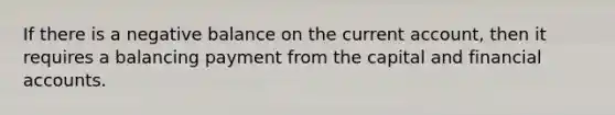 If there is a negative balance on the current account, then it requires a balancing payment from the capital and financial accounts.