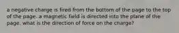 a negative charge is fired from the bottom of the page to the top of the page. a magnetic field is directed into the plane of the page. what is the direction of force on the charge?