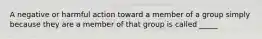 A negative or harmful action toward a member of a group simply because they are a member of that group is called _____