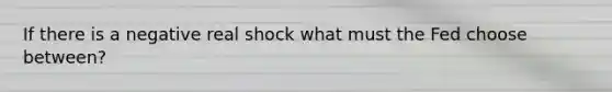 If there is a negative real shock what must the Fed choose between?