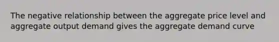 The negative relationship between the aggregate price level and aggregate output demand gives the aggregate demand curve