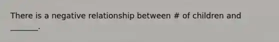 There is a negative relationship between # of children and _______.