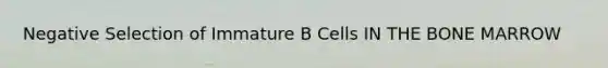 Negative Selection of Immature B Cells IN THE BONE MARROW